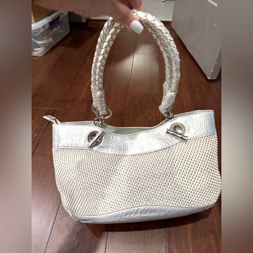 Elaine Turner Silver and Cream Shoulder Bag